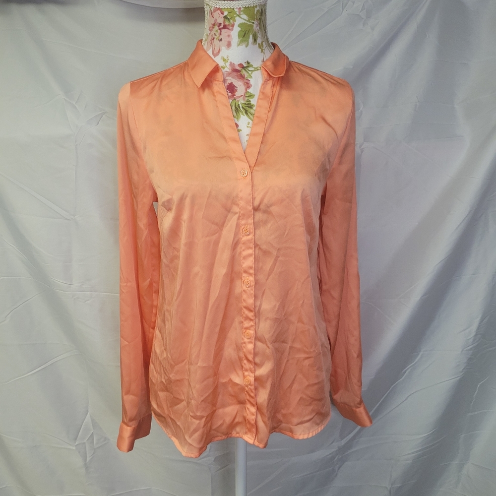 The Limited Orange satin button down small